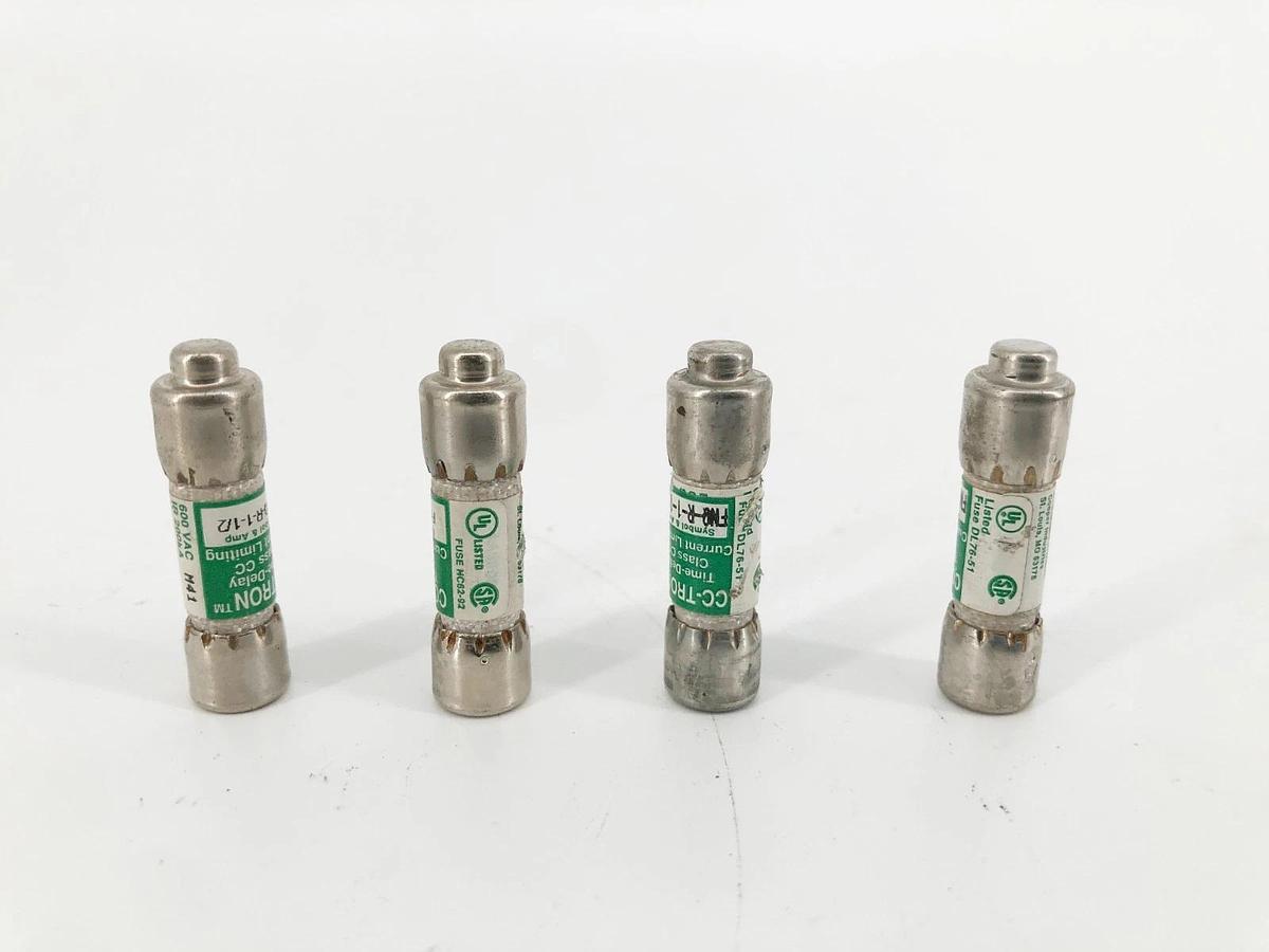 Lot of 4 New Bussmann FNQ-R-1-1/2 Fuses 1-1/2A 600VAC Class CC - No Box