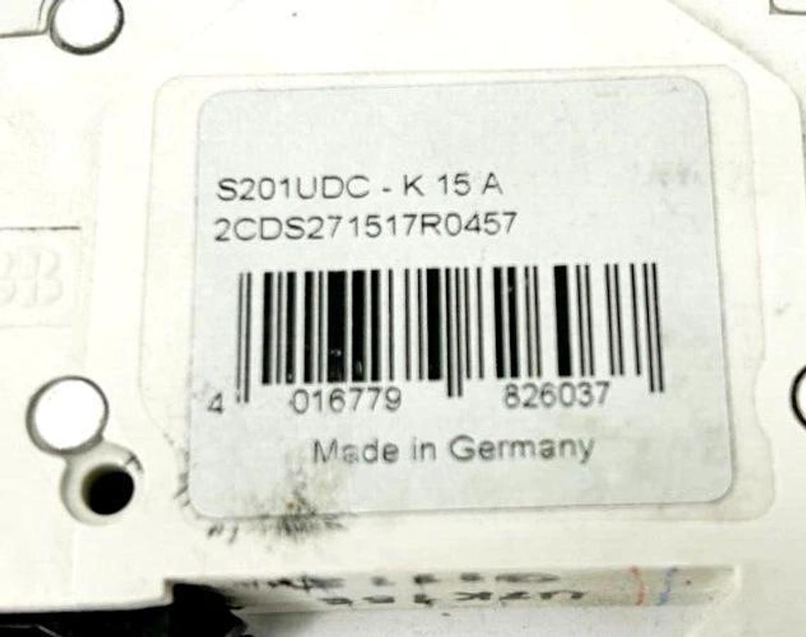 New ABB S201UDC-K15 Circuit Breaker 1-Pole K Curve 15A 60VDC
