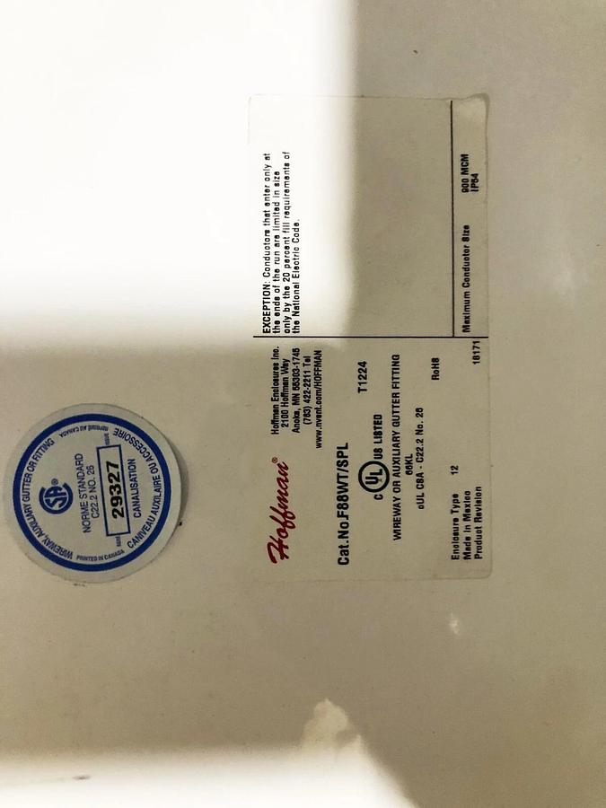 New Hoffman Nvent F88WT Tee-Feed Through 8" x 8" White Painted Steel T1224