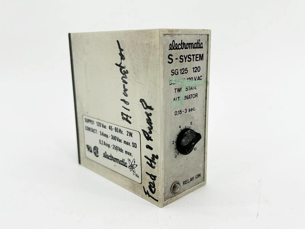 Used Electromatic SG 125 120 Two State Alternator 0.15-3 Sec 120V 65Hz 2W 5A