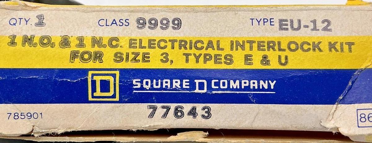New Square D 9999EU-12 1NO&1NC Electrical Interlock Kit For Size 3, Types E & U
