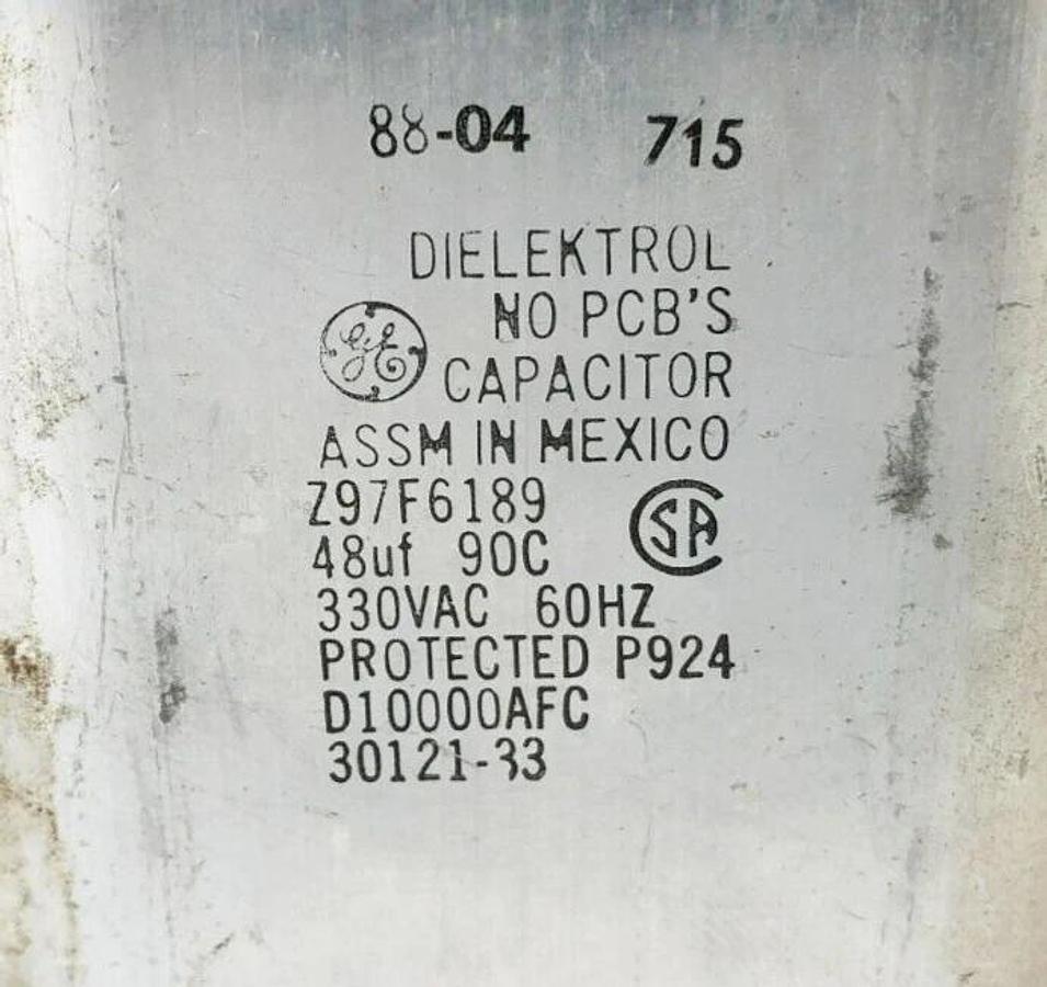Used General Electric Z97F6189 Capacitor 300 VAC 60 HZ 30121-33