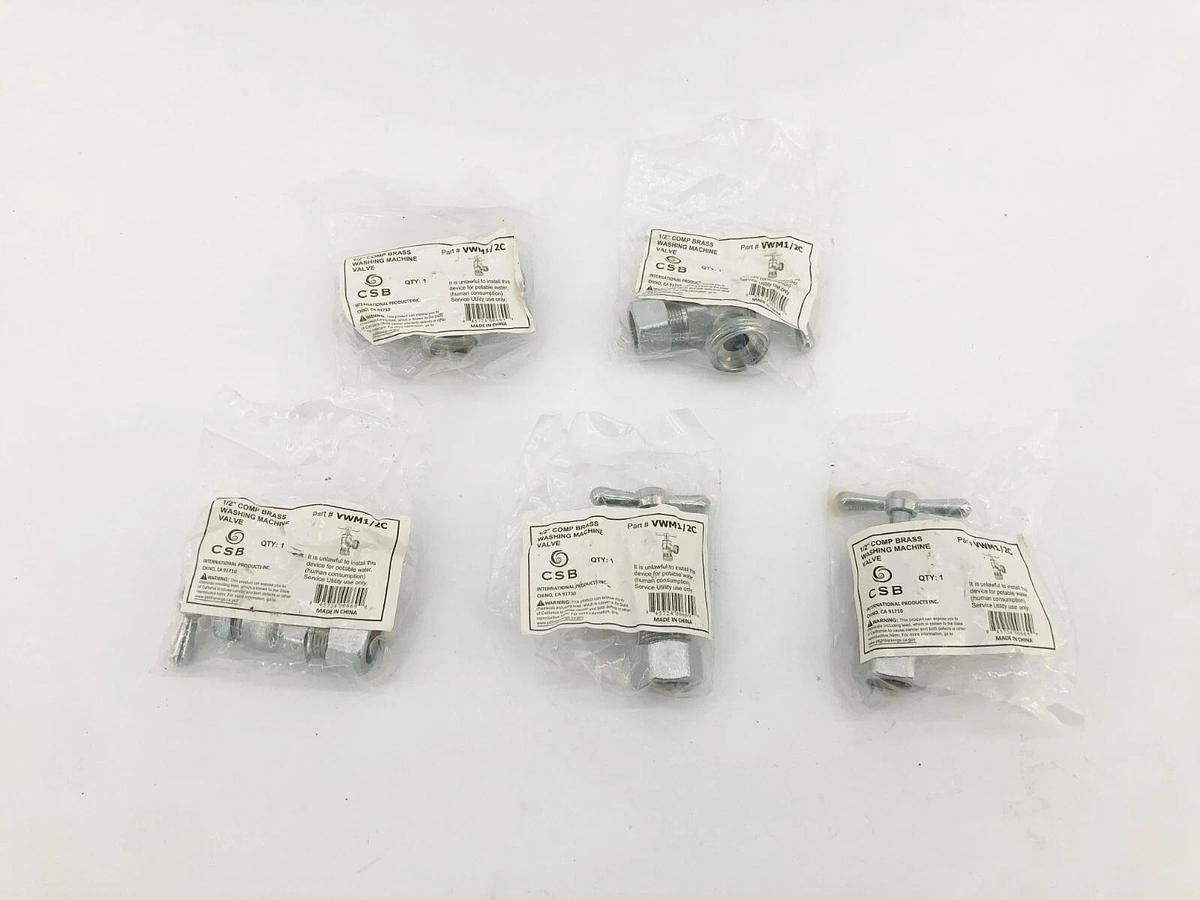 Lot of 5 New CSB VWM1/2C Brass COMP 1/2" Washing Machine Valves