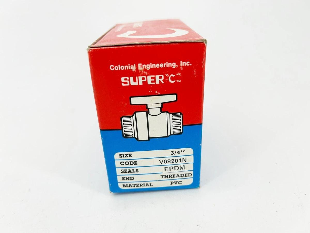 New Super C V08201N Ball Valve 3/4" EPDM Threaded PVC