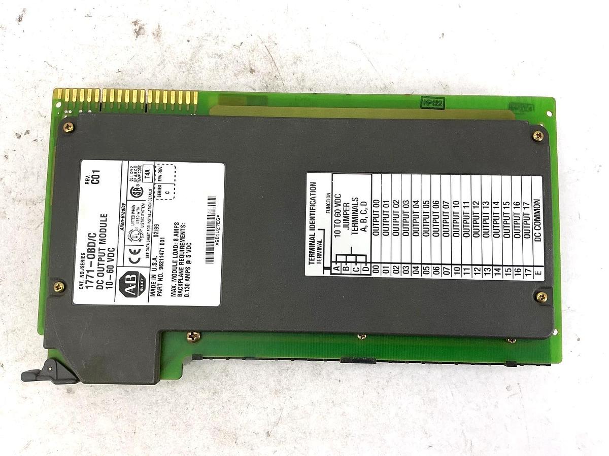 Used Allen Bradley 1771-OBD Ser C DC Output Module PLC Rack 8A 10-60VDC