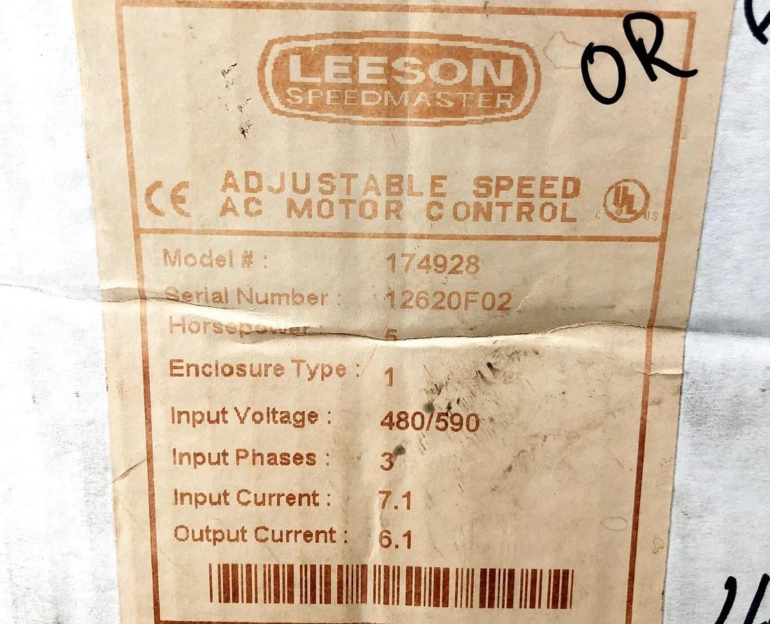 Used Leeson 174928 Adjustable Speed AC Motor Control (For Parts Only)