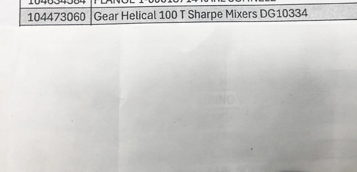 New DG10334 Helical Gear for Sharpe Mixers 100 Teeth - No Box