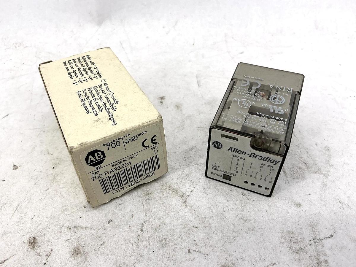 New Allen Bradley 700-HA33Z24 Ser D Relay 11-Pin 10A 250VAC