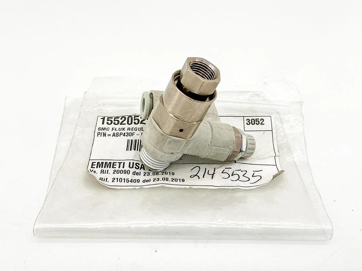 New SMC ASP430F-02-06S Flow Control Check Valve 1/4" - No Box