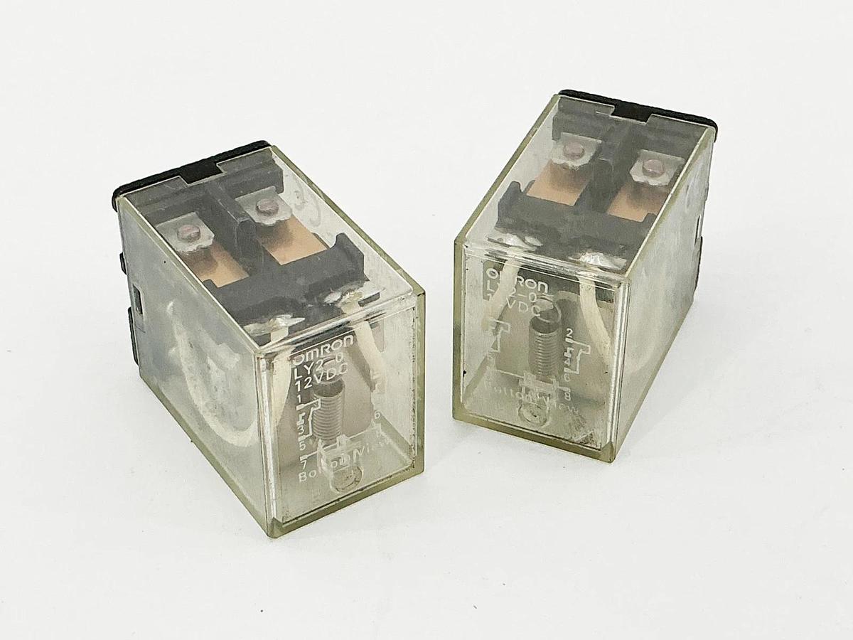 New Lot of 2 Omron LY2-0 Relay 12VDC 8 Pin - No Box
