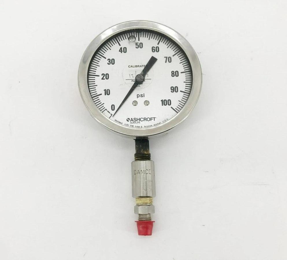 New Ashcroft 35-1009AWL-02L-100# Pressure Gauge 3.5" Dia. 1/4" NPT 0-100psi
