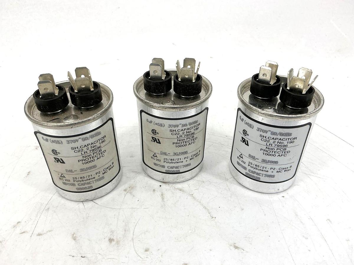 Used Lot of 3 SH Capacitor DAL-3GJ006 Motor Capacitor 6uF 370V 50/60HZ