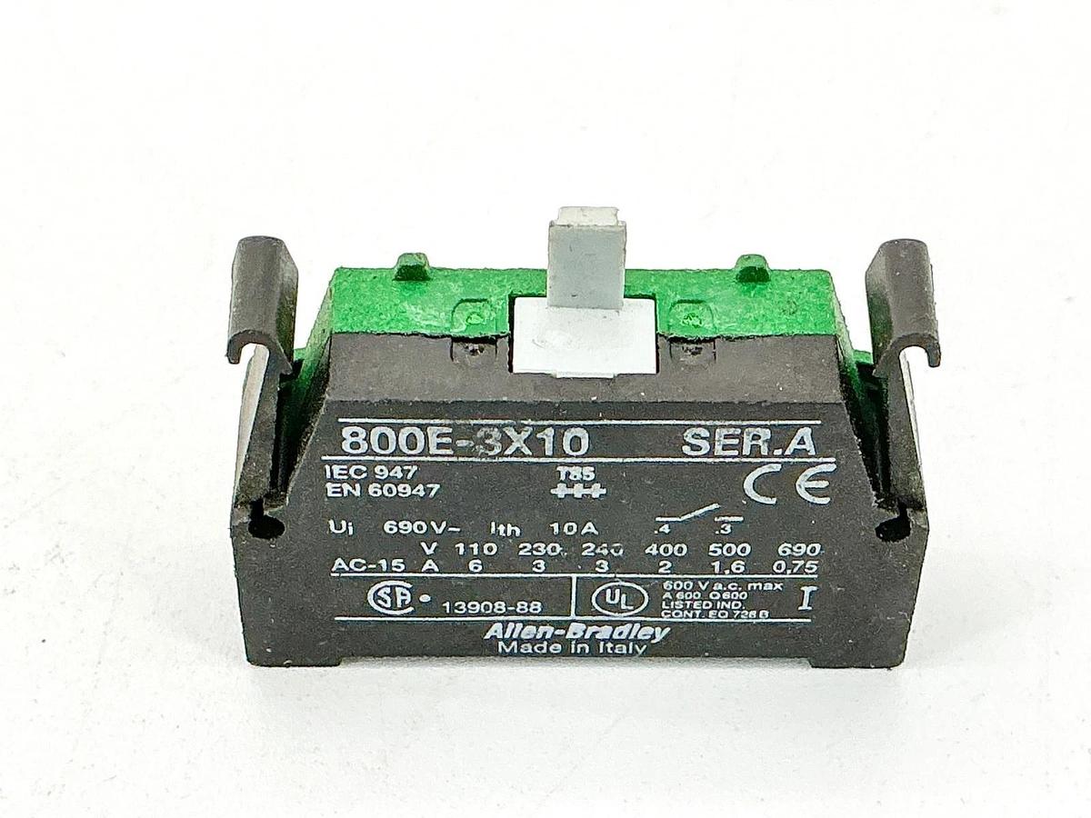New Lot of 2 Allen Bradley 800E-3X10 Contact Block 690V 10A Ser.A - No Box
