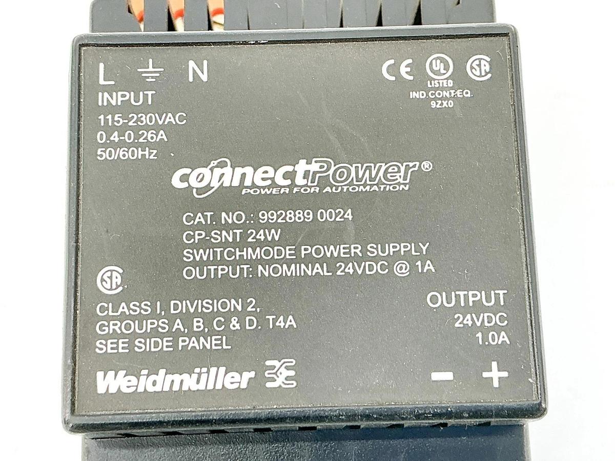 Used Weidmuller CP-SNT Power Supply Input 115-230V 26A Output 24V 1A