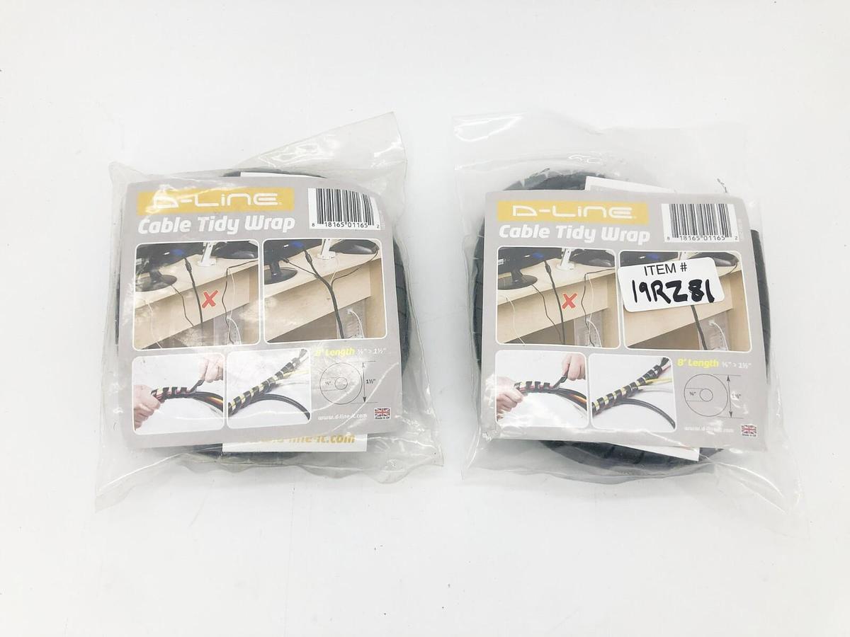 Lot of 2 New D-Line 19RZ81 Black Spiral Wrap 3/8"-1-1/2" Range 8FT. Long