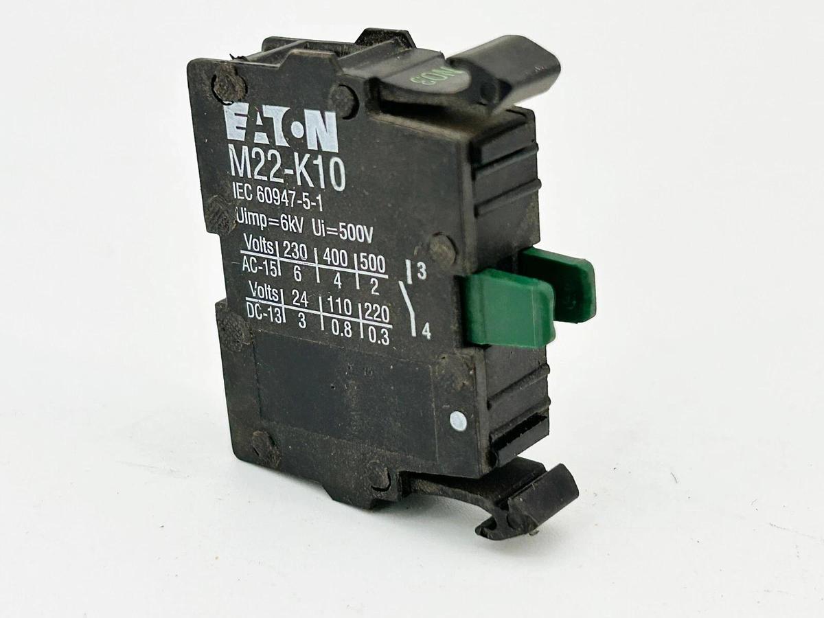 Used Lot of 4 Eaton M22-K10 Contact Block 6A 500Vac 1 NO Aux Contact