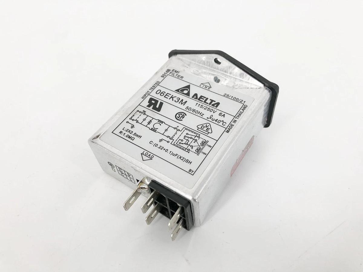 New Delta 06EK3M Power Entry Module EMI Filter 115/250V 6A - No Box