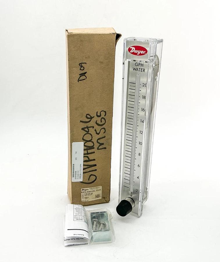 New Dwyer 116245-30 Flow Meter .2-20 GPH Water RMC-134-SSV