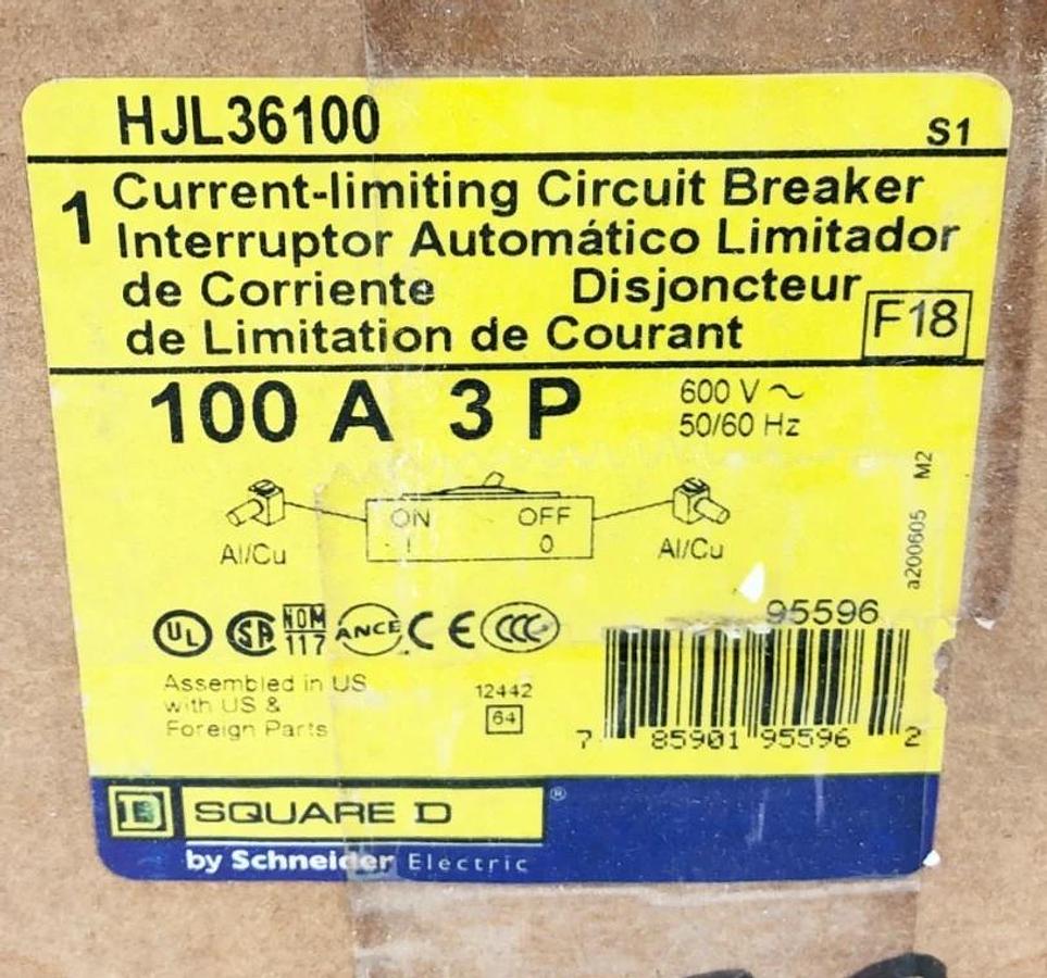 New Square HJL36100 PowerPact Circuit Breaker 100A 3P 600V Sealed Box