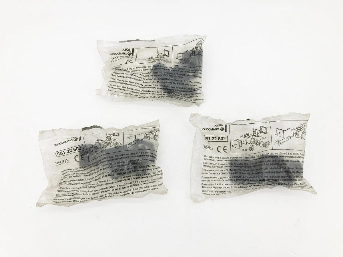 Lot of 3 New Asco Joucomatic 881-22-602 Connector Kits