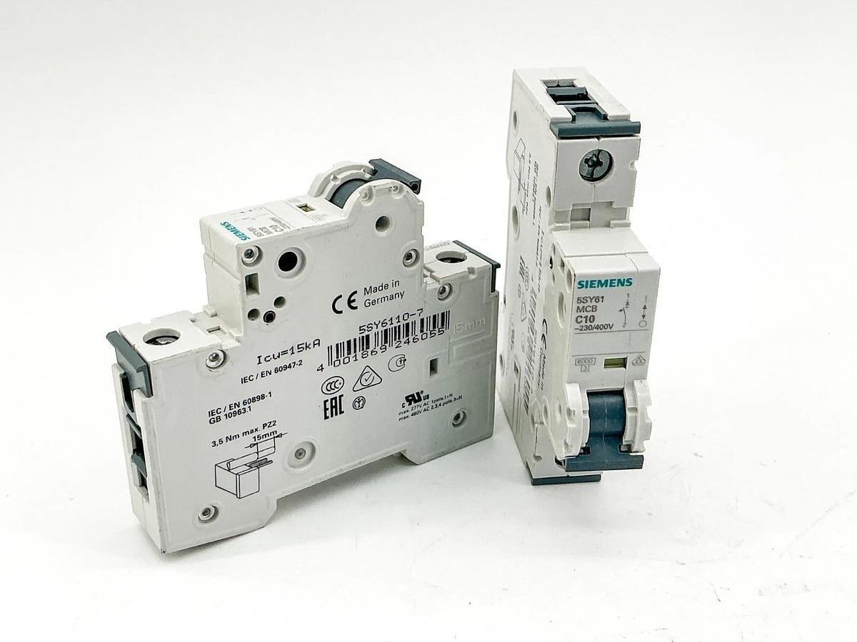 New Lot of 2 Siemens 5SY6110-7 230/400V 1P - No Box