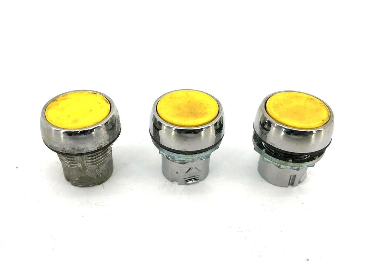 Used Lot of 3 Allen Bradley 800FM-F6 Ser. A Pushbuttons, Flush, Yellow