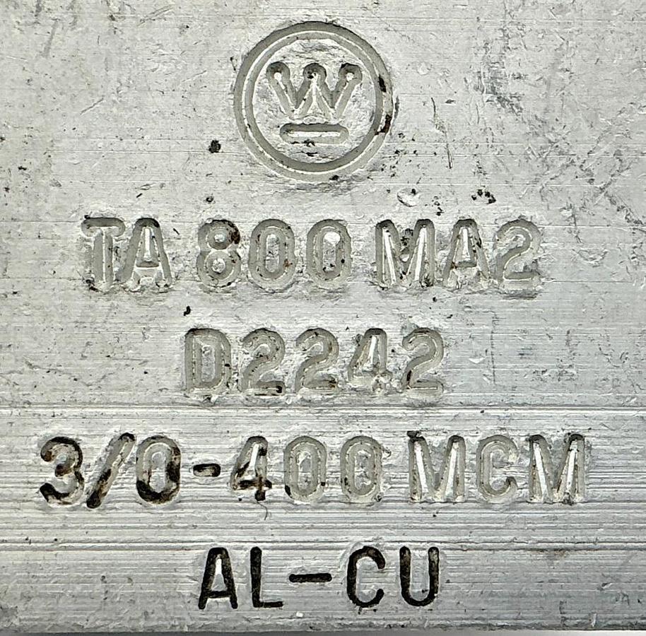 Used Westinghouse TA800MA2 Circuit Breaker Terminal Lug 3/0-400MCM AL-CU Ilsco D2242