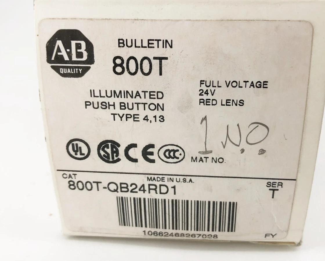 New Allen-Bradley 800T-QB24RD1 Ser. T Illuminated Pushbutton Red 24VAC/DC