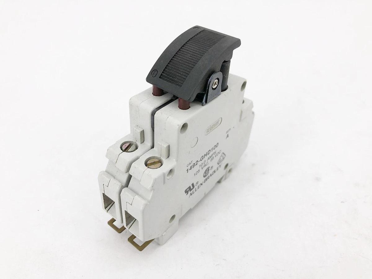 Lot of 3 New Allen-Bradley 1492-GHD100 Circuit Breakers 10A 125VAC 65VDC No Box