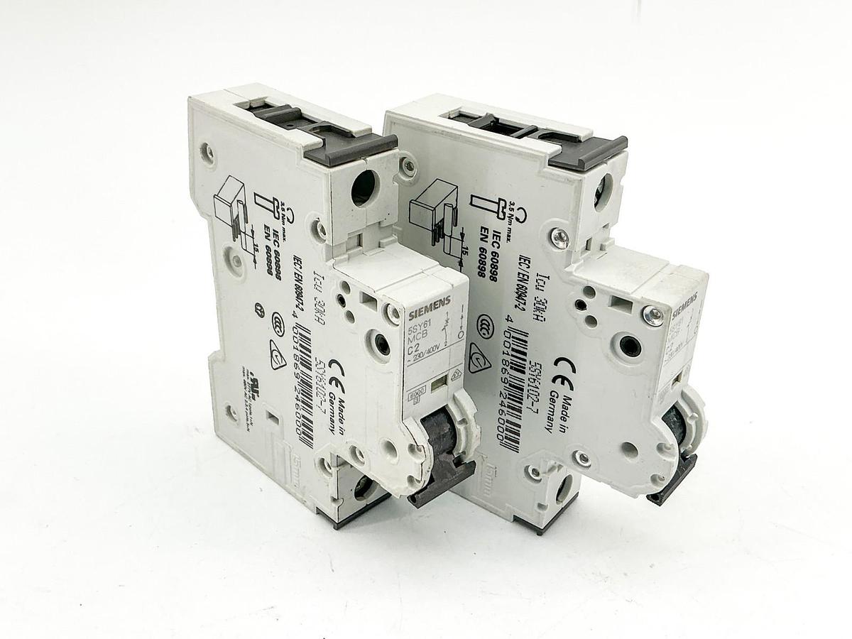 New Lot of 2 Siemens 5SY6102-7 Mini Circuit Breaker 230/400V 1P - No Box