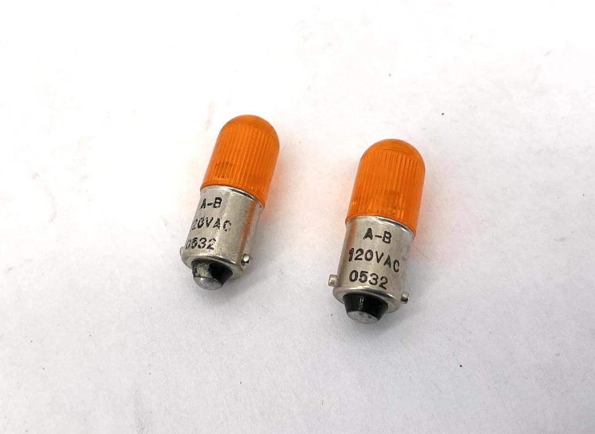 Lot of 2 New Allen Bradley 800T-N321A Replacement LED Pilot Light Amber 120VAC