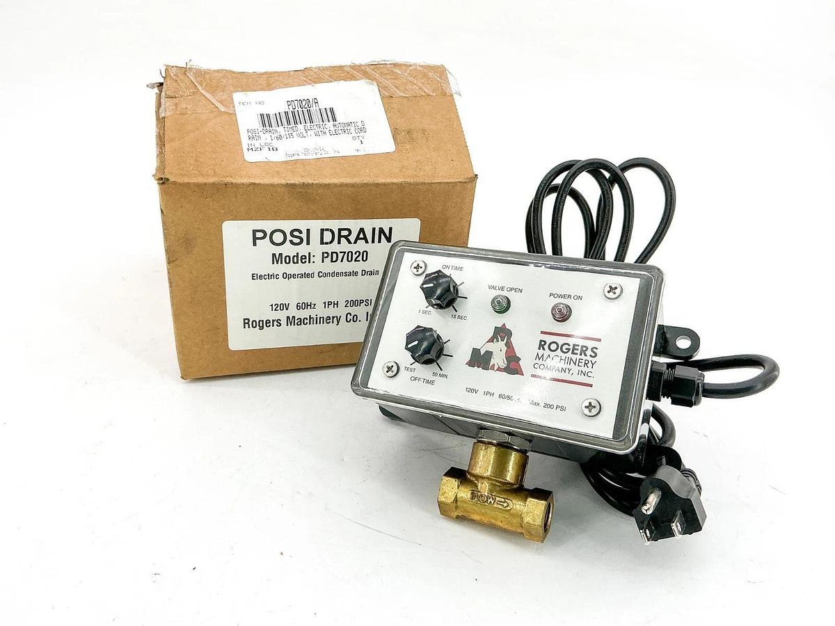New Rogers PD7020 Electric Operated Condensate Drain Valve 120V 60Hz 1PH 200PSI