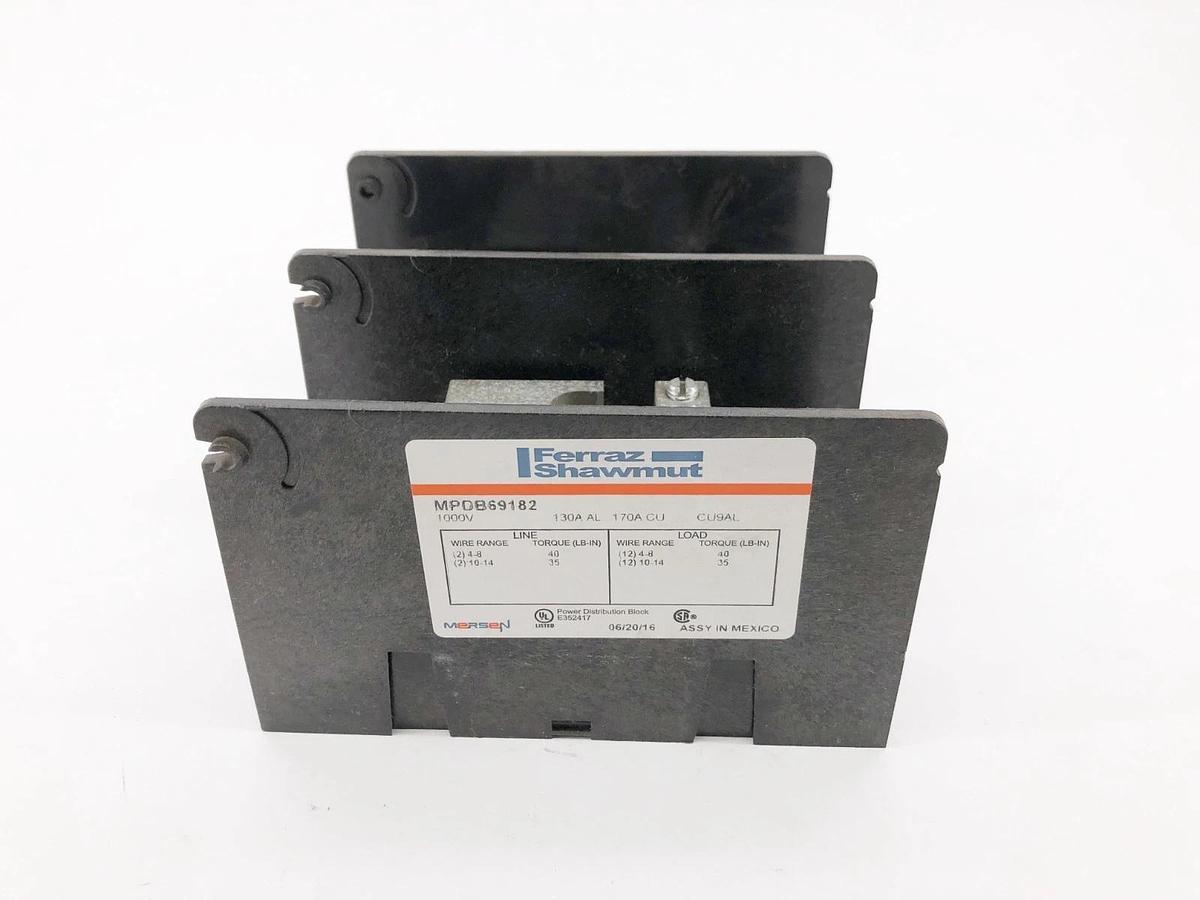 Used Ferraz Shawmut MPDB69182 Distribution Block Open Style 1000VAC/DC