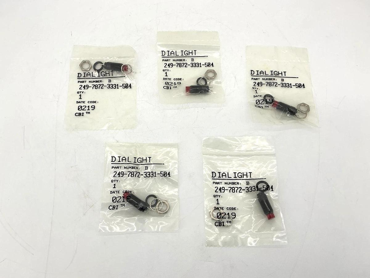 Lot of 5 Dialight 249-7872-3331-504F Panel Mount Indicators Red 2-Pin 28VDC