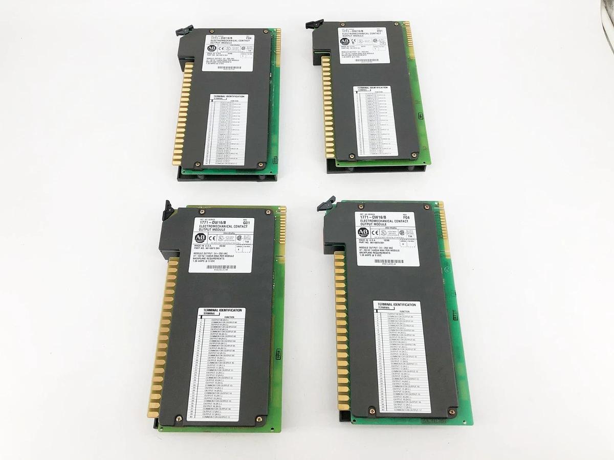 Used Lot of 4 Allen Bradley 1771-OW16 Ser. B Electromechanical Contact Output Modules