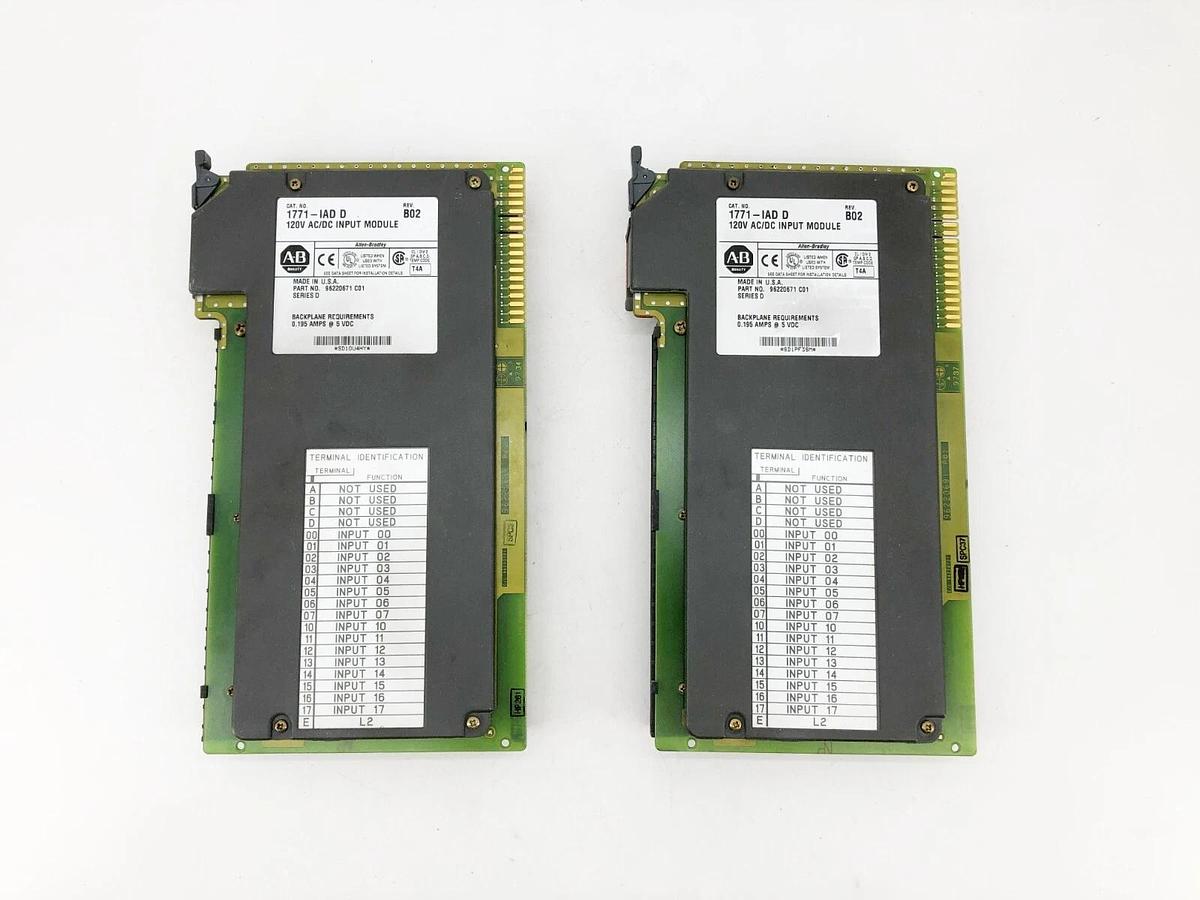 Used Lot of 2 Allen Bradley 1771-IAD Ser. D Input Modules 120VAC/DC Rev. B02