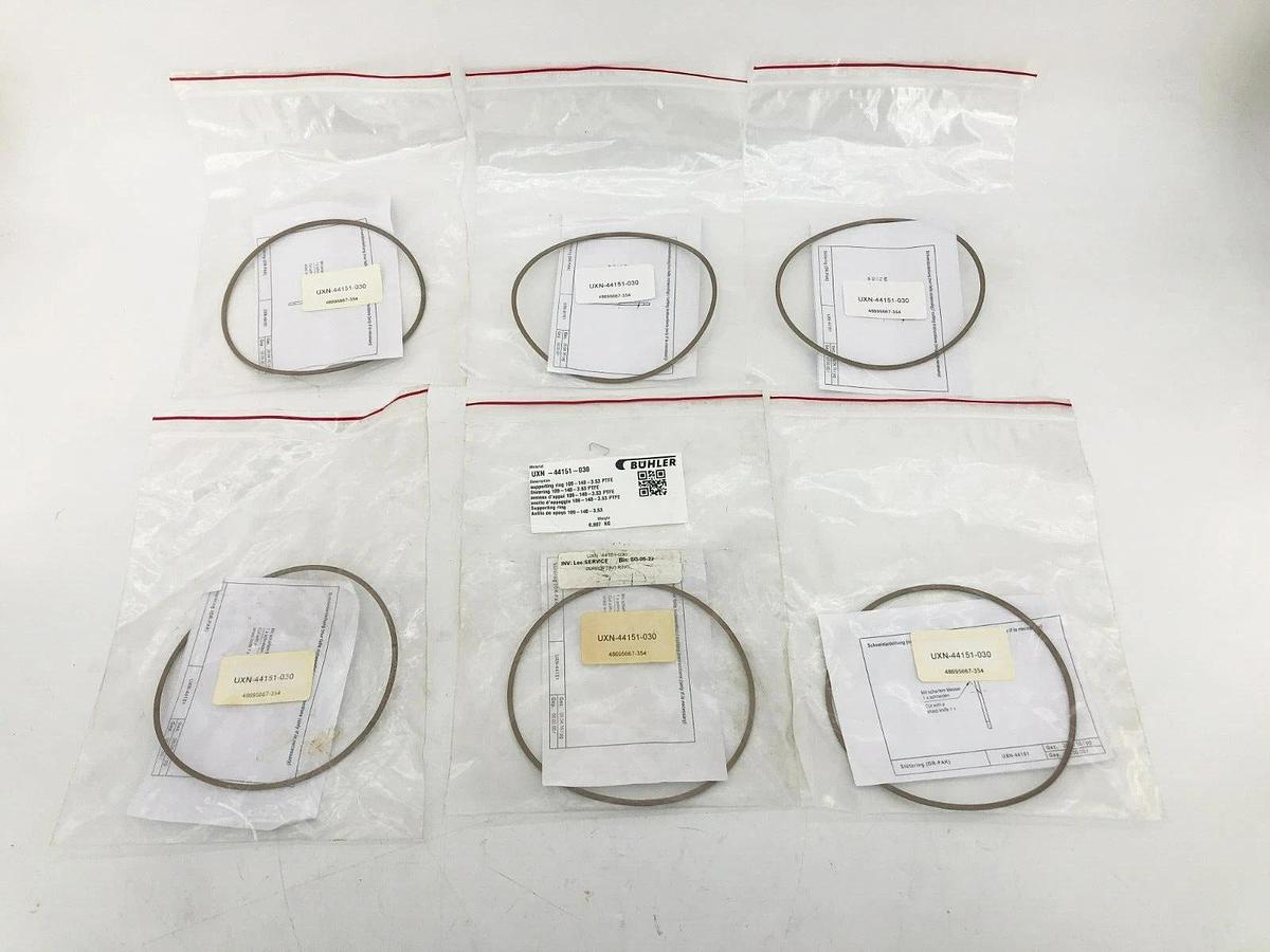 Lot of 6 New Buhler UXN-44151-030 Supporting Rings 109-3.53 PTFE