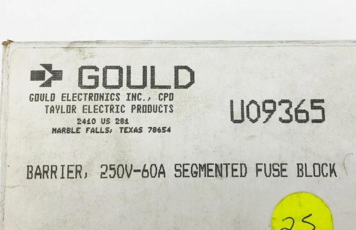 Lot of 5 New Gould U09365 Fuse Block End Plates 250V 60A