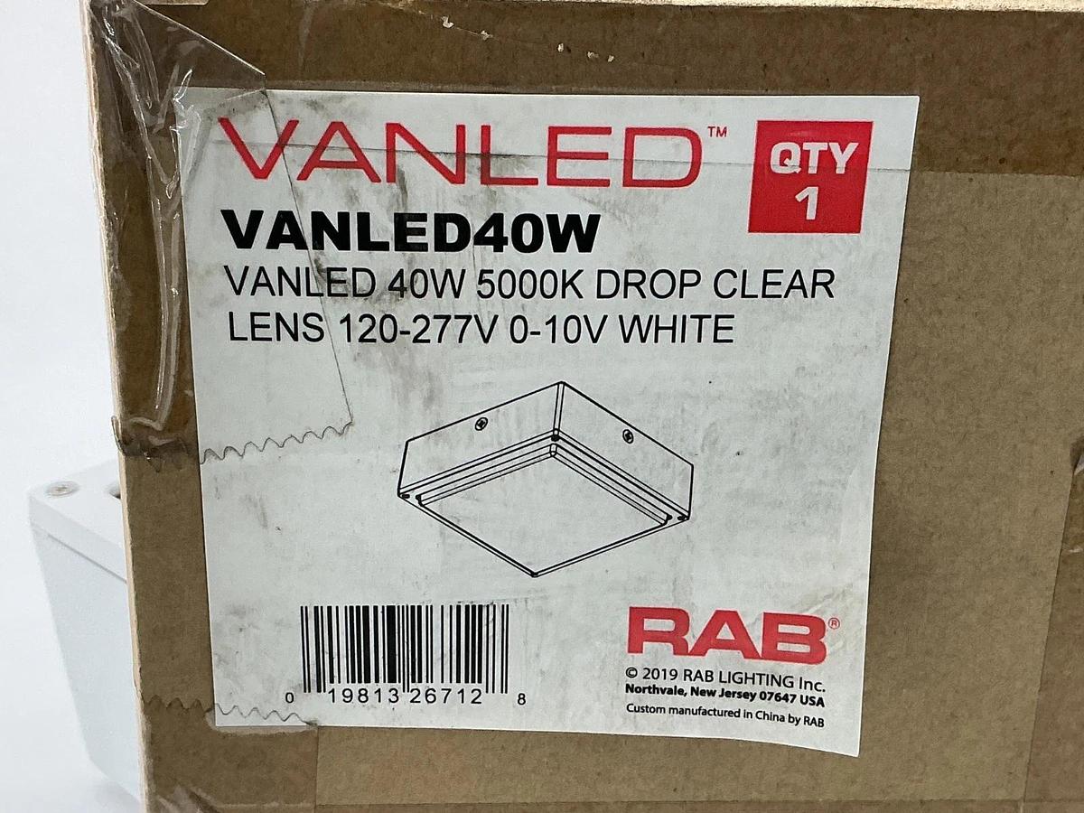 New RAB VANLED40W Fixture 120/277V 5000K Drop Clear Lens White