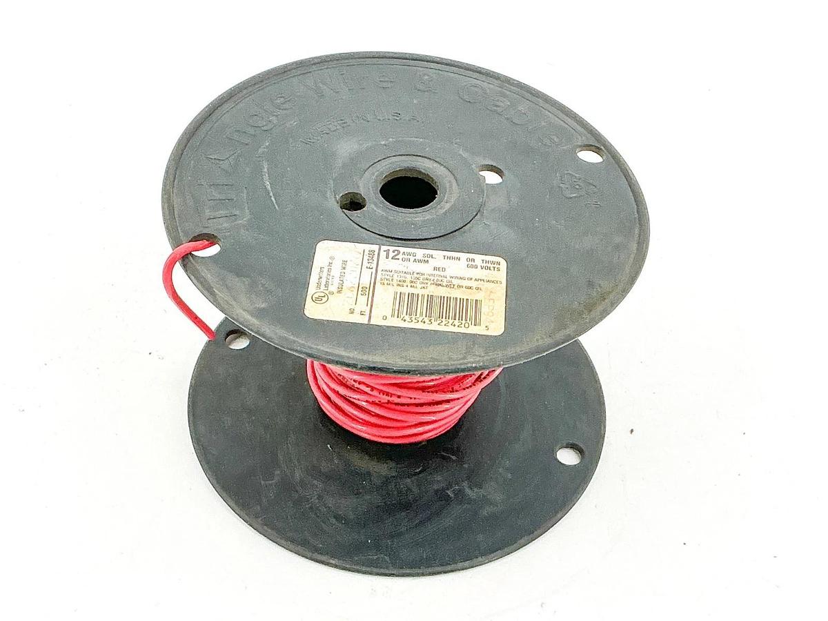 New Triangle Wire E-13488 12AWG SOL. THHN OR THWN OR AWM Wire 600V Red 15+Ft