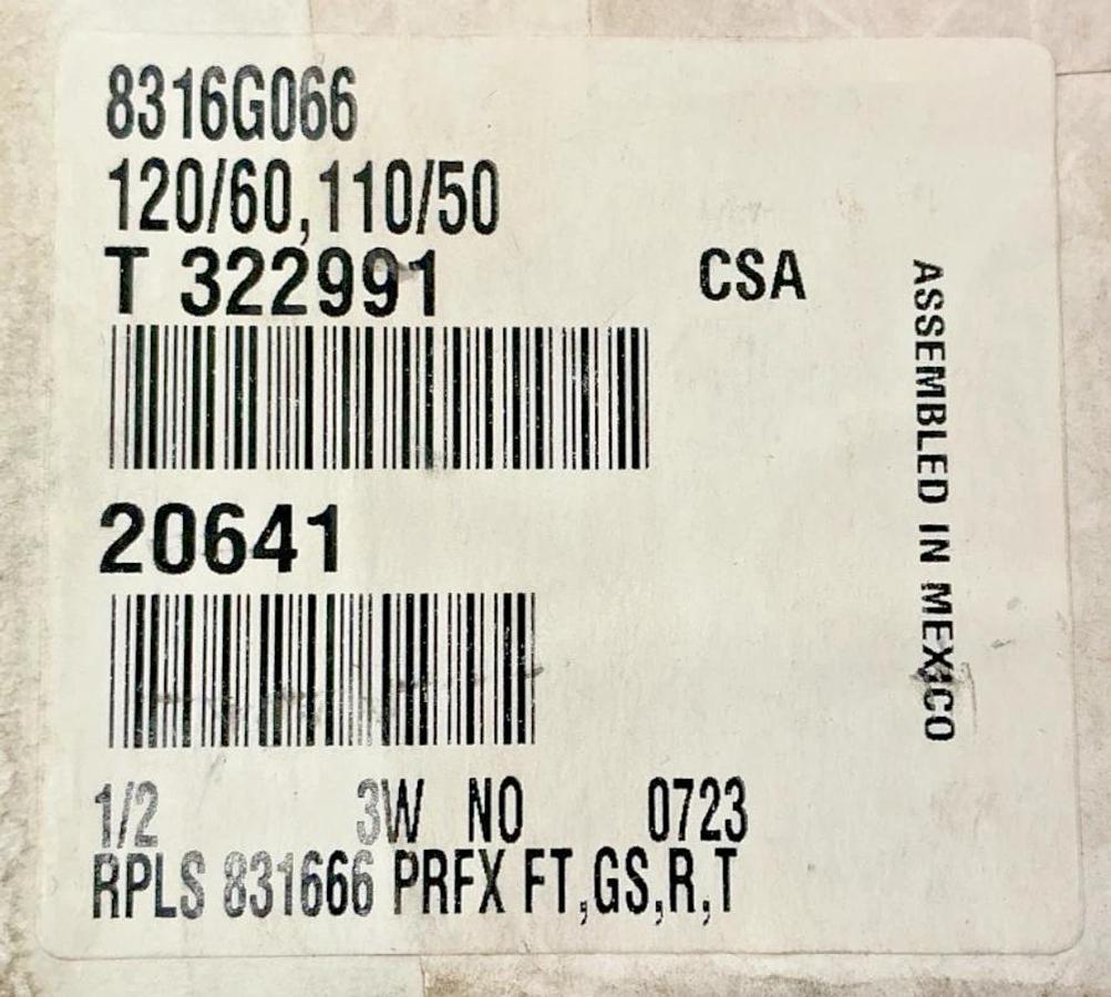 New ASCO 8316G066 110/120V Solenoid Valve 3-Way 10-150PSI 1/2" Pipe 6.1W 50/60HZ