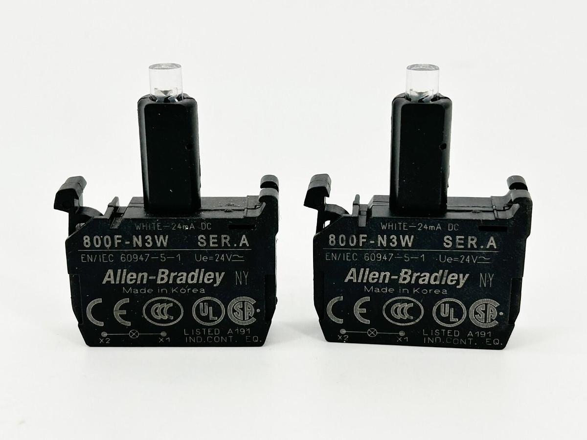New Lot of 2 Allen Bradley 800F-N3W Lamp Module Integrated LED 24V AC/DC