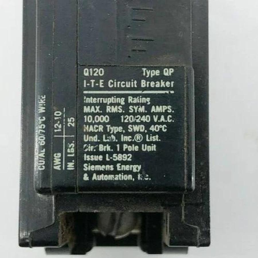 Used Lot of 4 ITE QP120 Circuit Breakers 20A 120/240V 1 Pole Q120