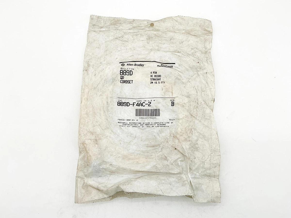 New Allen Bradley 889-F4AC-2 QD Cordset 4Pin DC Micro Straight 2M Ser.B