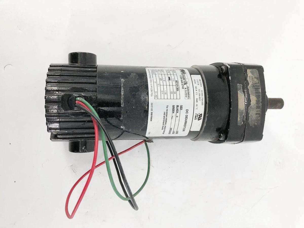 Used Minarik 507-01-300 DC Gearmotor 130V 1/8HP 1.10A 517rpm 5:1 - No Box