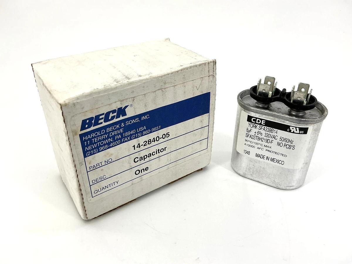 New Beck 14-2840-05 Capacitor 8uF 330VAC 50/60HZ 14284005