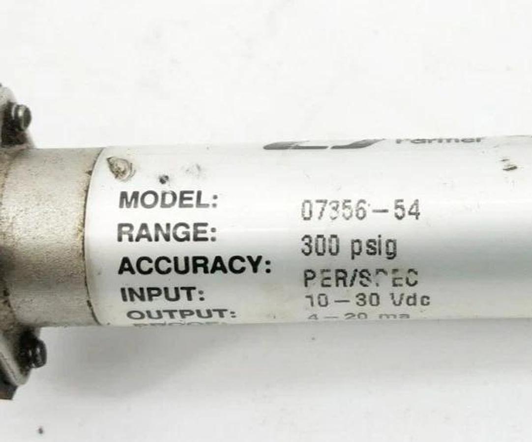 Used Cole Parmer 07356-54 Stainless Steel Pressure Transmitter 300psig