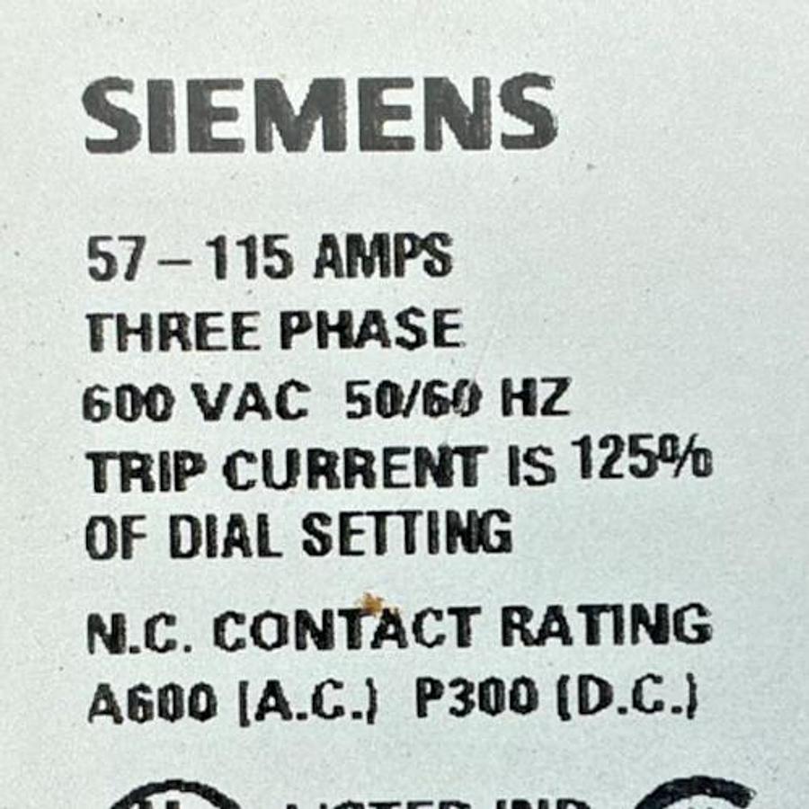 Used Siemens 48BSL3M20 Ser C Overload Relay Solid State 3PH 57-115FLA 600VAC 50/60HZ