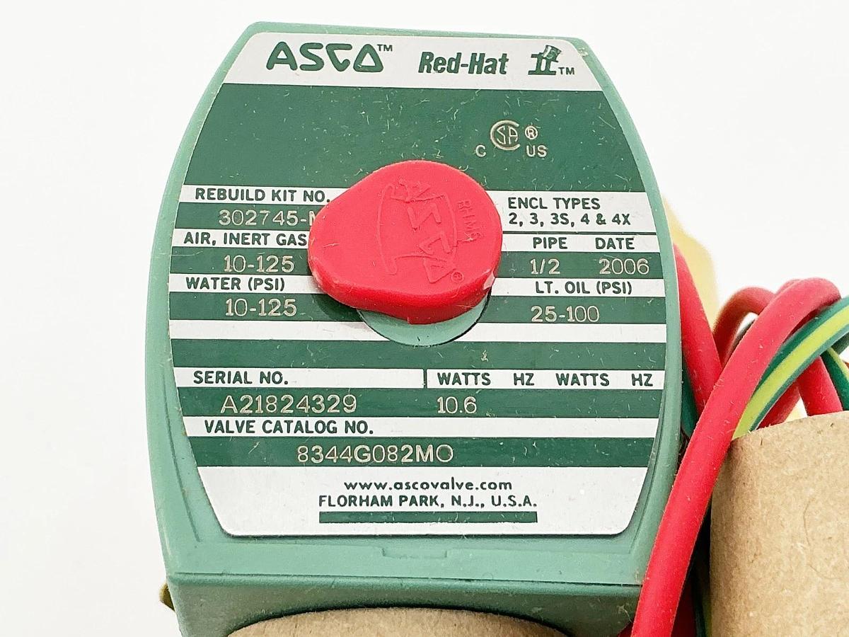 New Asco 8344G082MO 24V Solenoid Valve 125PSI 1/2" Pipe 10.6W
