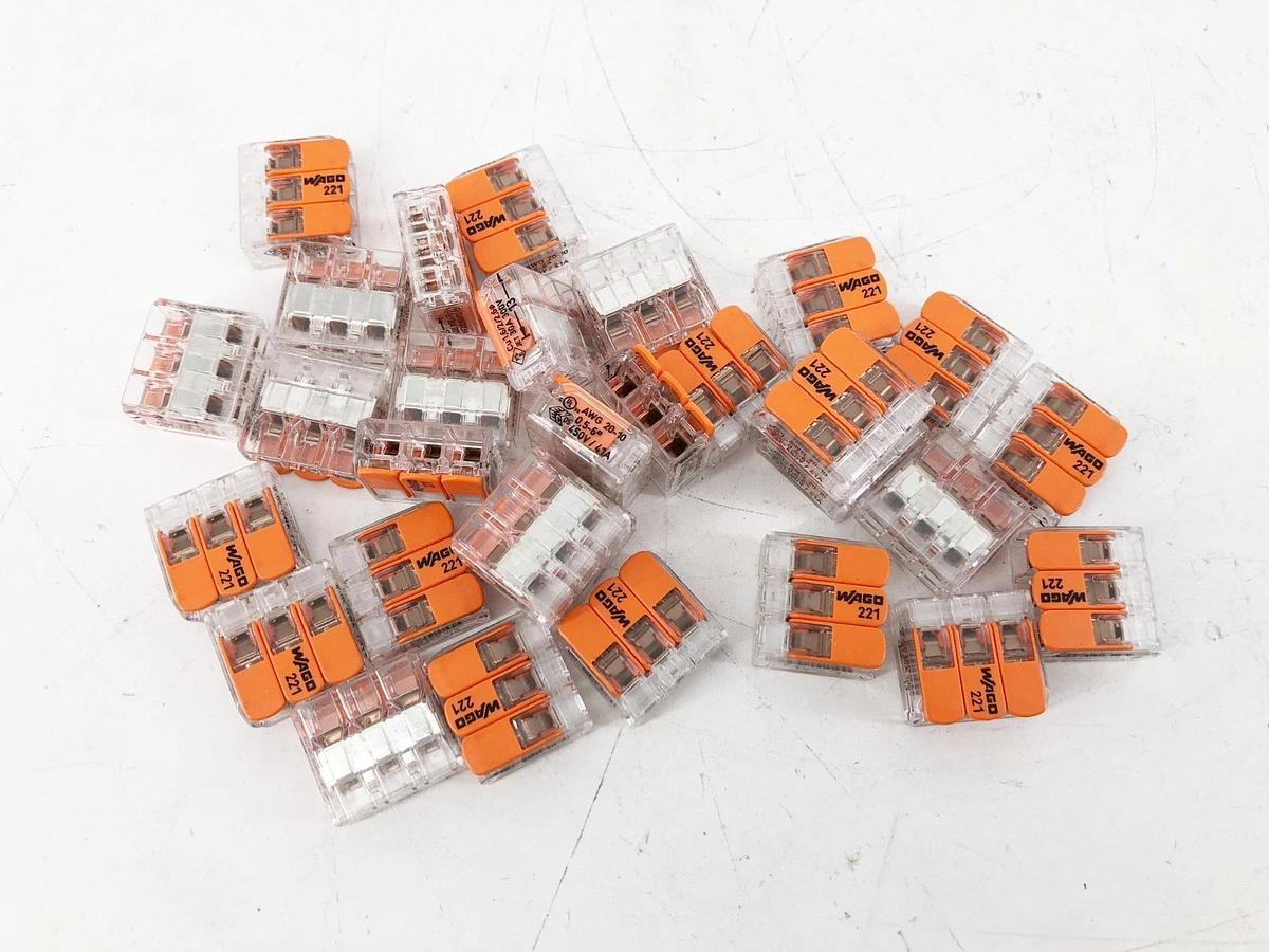 Box of 30 New Wago 221-613 Lever-Nuts Conductor Compact Wire Connectors 10AWG